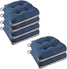 6 Pack Chair Cushions for Dining Chairs Kitchen Chair Cushions 18x18x3 Turfted Chair Pads Comfortable and Soft Seat Cushion with Ties, Royal Blue
