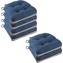 6 Pack Chair Cushions for Dining Chairs Kitchen Chair Cushions 18"x18"x3" Turfted Chair Pads Comfortable and Soft Seat Cushion with Ties, Royal Blue