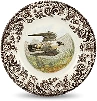 Vista 8 de Spode Woodland Snowy Owl - Plato llano – Colección Birds of Prey, vajilla fina de 10.5 pulgadas, fabricado en Inglaterra, vajilla con motivo