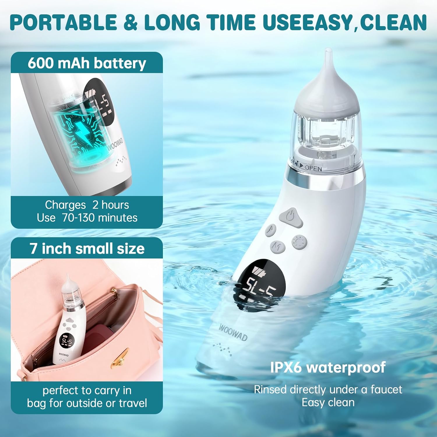Snot Sucker for Baby, Nasal Aspirator for Baby – Electric Nose Sucker for Baby with 5 Modes, Anti-Leak, Low Noise, 3 Soft Tips, Lights & Lullabies, IPX6- Baby Nose Sucker for Newborns & Toddlers