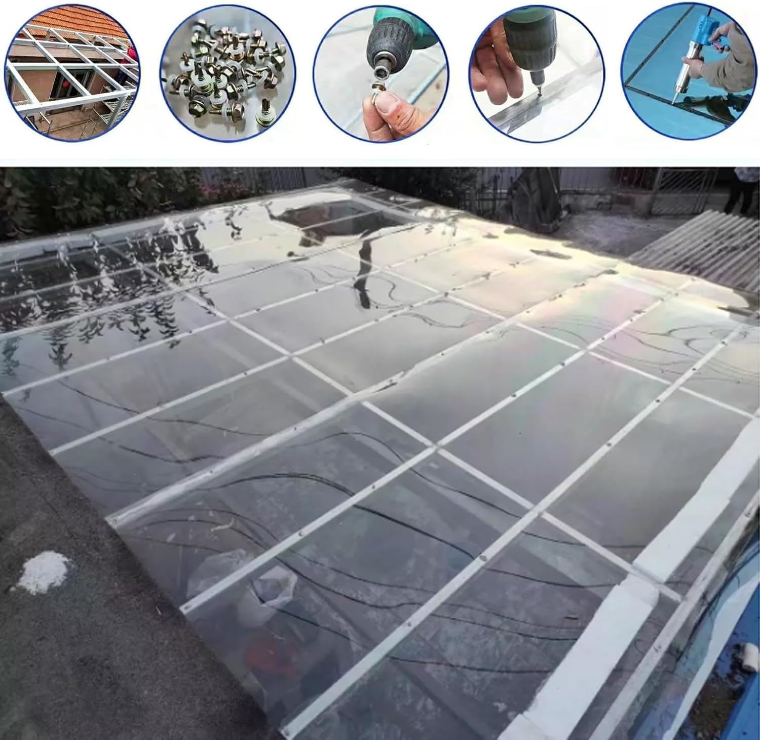 Polycarbonate Panel Roofing Sheets,Clear Acrylic Plastic Sheet,UV Protection,Outdoor Rainproof Roof Sheet,Sunroom Roofing Cladding,for Greenhouse,Awning Shed Cover,Easy Cut (4 x 9.8ft)