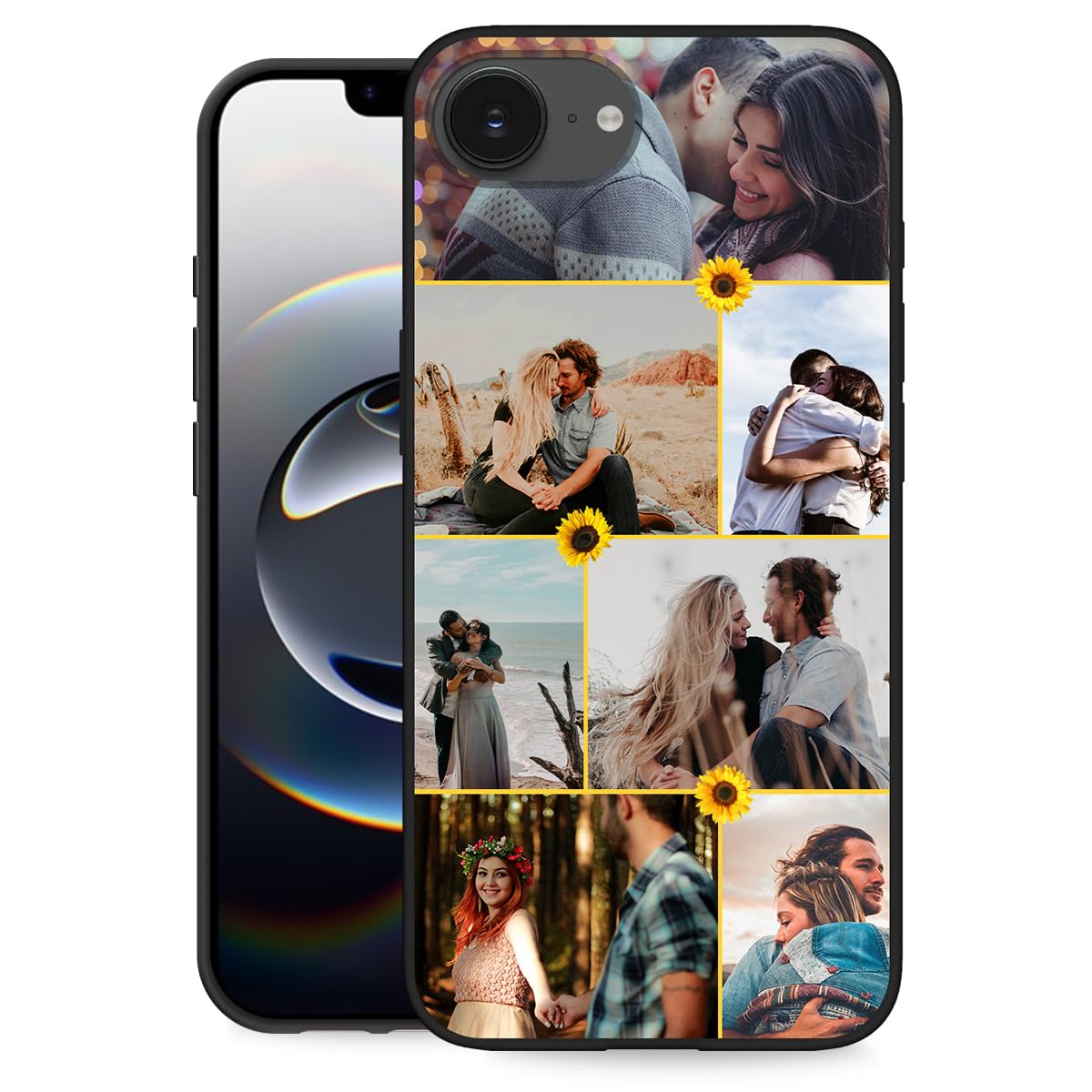 Personalized Cover for Apple iPhone 16E/SE 4th Gen Custom Phone Case with Photos Collage,Customize Sunflower Pattern Print Design,Sale Phone
