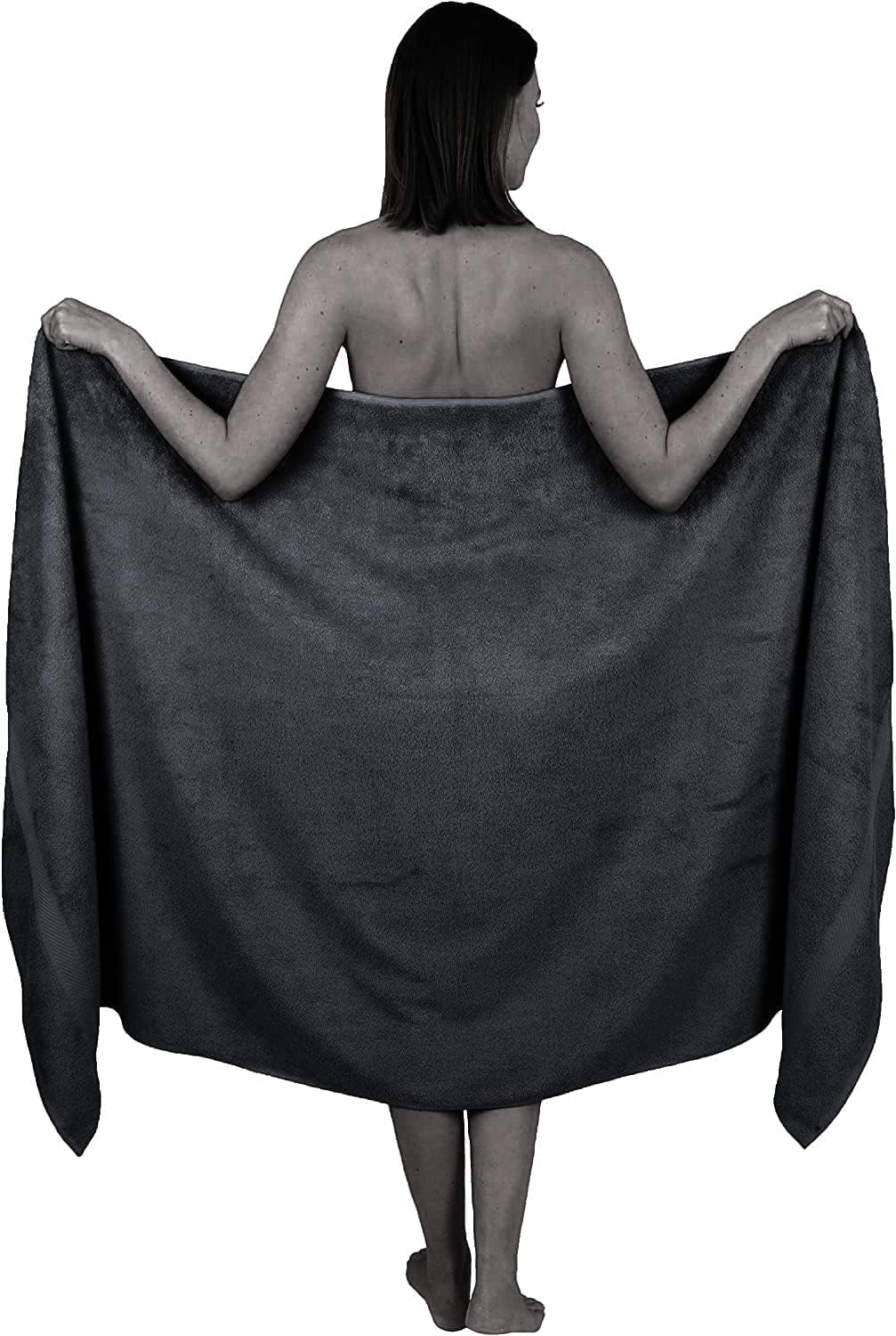 Extra Large Bath Sheet 100 x 200 cm Super Jumbo Big Bath Sheets Towels Beach Body Wrap XL Bath Towels 600-GSM (Charcoal Grey)