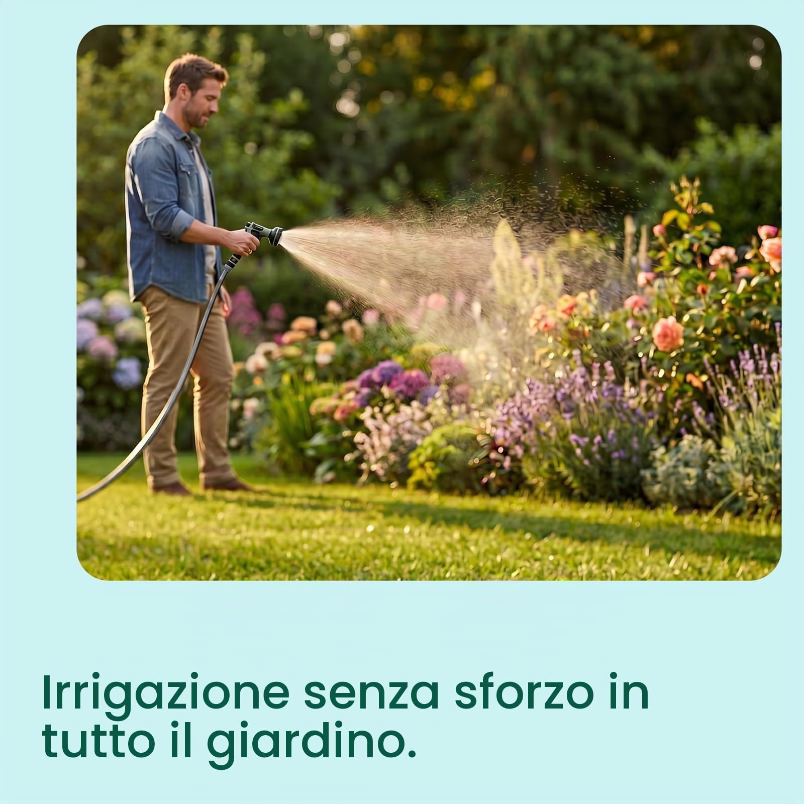 VONROC Avvolgitubo Automatico con Tubo Premium 20 m | Riavvolgimento Automatico | Pistola a 8 Getti | Avvolgitubo da Parete per Irrigazione Giardino, Grigio