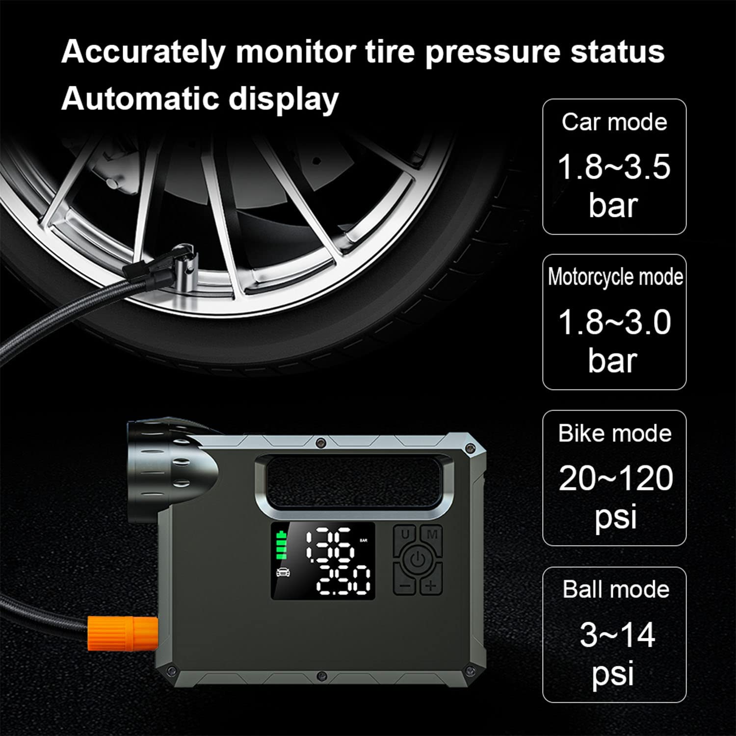 Arrancador portátil para Coche, 2000 A de Potencia máxima, con compresor de Aire para Motores de Gasolina de hasta 7 L y diésel de 4 L, Bomba de inflado de neumáticos de 150 PSI para Acampar