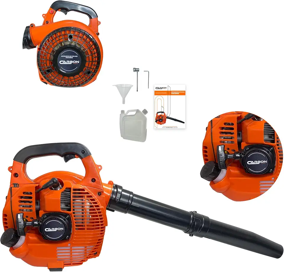 Soprador de Folhas Lateral a Gasolina 2T 26cc 0,9HP Portátil Leve Potente Carbon Fak