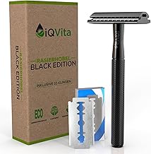 iQVita Rasierhobel Herren und Damen - inklusive 10 Rasierklingen - Rasierhobel Metall - Safety Razor - Rasierer ohne Plastik