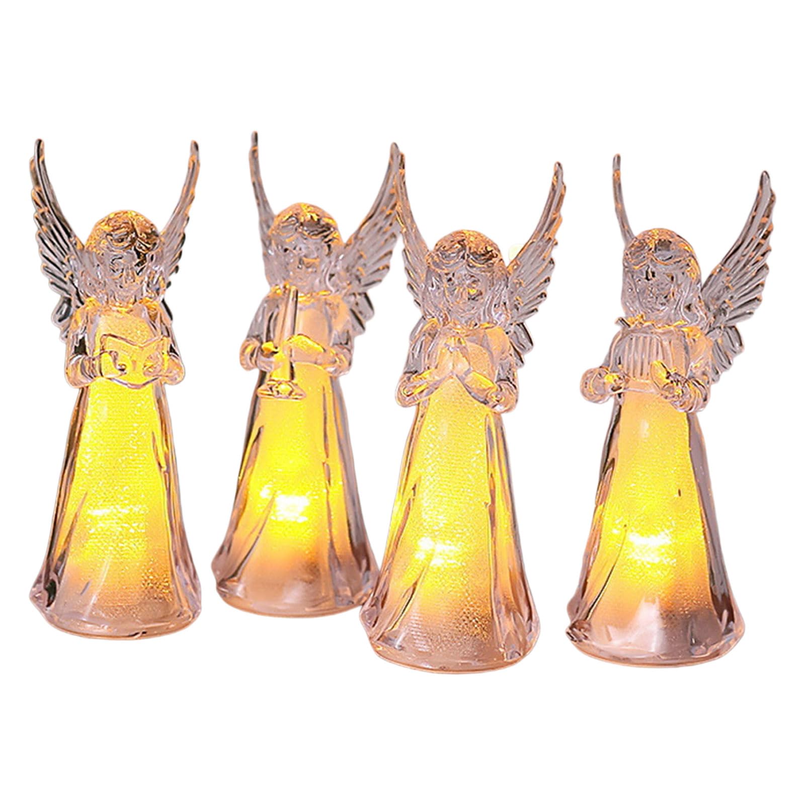4Pack LED Illuminateds Acrylic Angel Statue Colorful Bedsides Decorations For Home Tabletop Display Acrylic Light