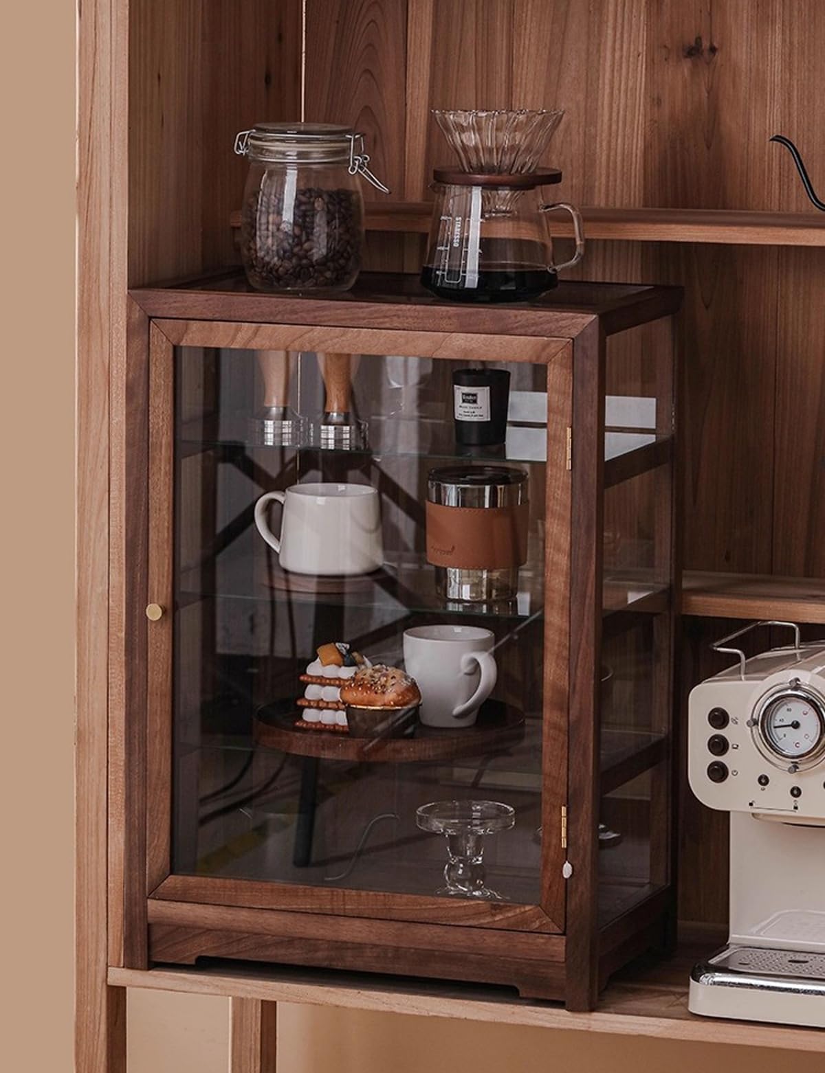 Vitrina de Cristal de 4 Niveles para Pasteles y Galletas, 60 cm (23,6 Pulgadas), Ideal para exhibir Pan, Pasteles, donas y Recuerdos.
