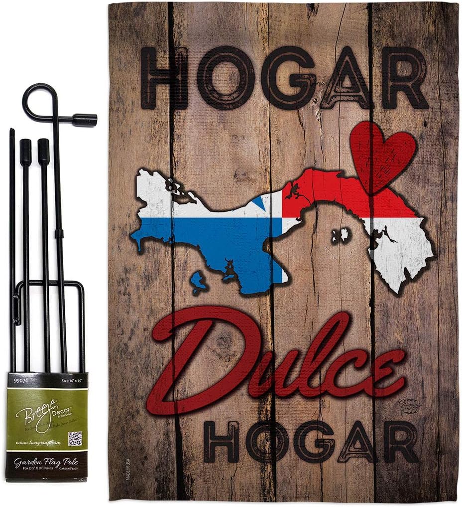 Country Panama Hogar Dulce Garden Flag Set Wall Holder Regional Nationality Nation International World Particular Area Small Decorative Gift Yard House Banner Made In USA 13 X 18.5