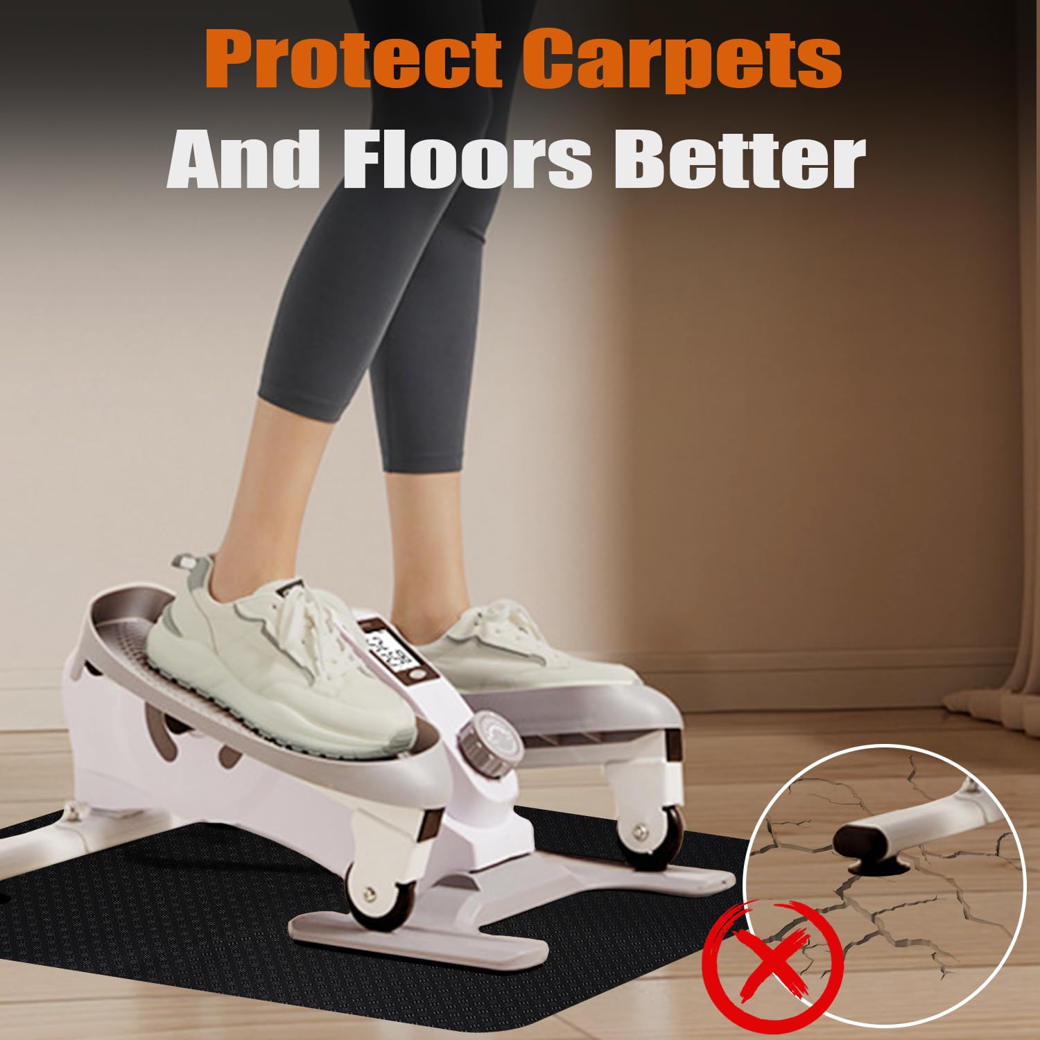 Double-Side Non-Slip Workout Mat for Elliptical Machine, Stepper Mat for Under Desk Ellipticals, Foot Peddler Ellipse Leg Exerciser Mats, Enhanced Stability & Floor Protection