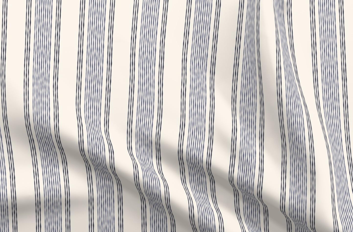 Spoonflower Fabric - Country Stripe Coastal Rustic Farmhouse Nautical Blue Cream Vertical Printed on Petal Signature Cotton Fabric Fat Quarter - Sewing Quilting Apparel Crafts Decor