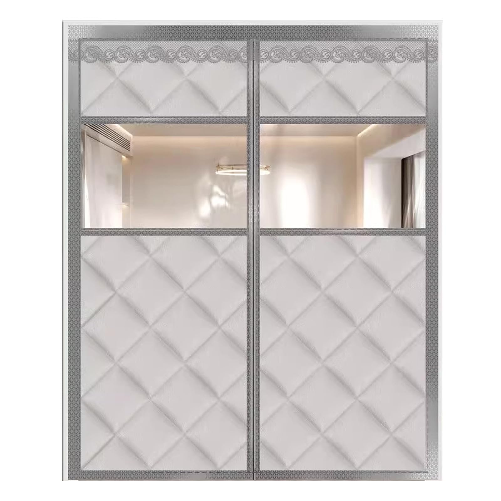 Rideau Thermique Thermique d'hiver, Rideau de Porte a Isolation Thermique Magnétique, Rideaux de Porte d'isolation en Matériau Imperméable en PU, Rideau Thermique Isolant Anti Froid et Chaleur(Gray,85