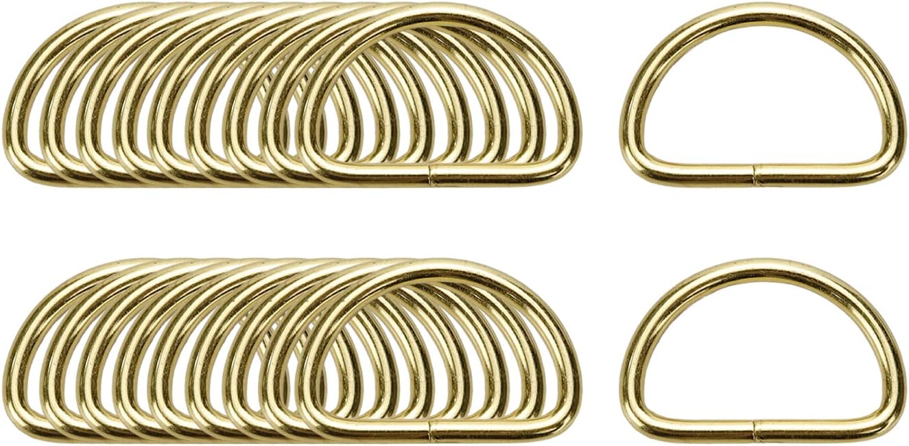 20Pcs 1 Inch Metal D Rings Buckles Antique for Belts Bags DIY Leathercraft,Gold 25mm