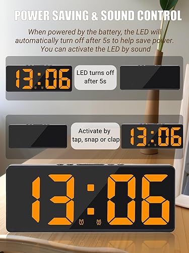 Miniatura 5 de Reloj despertador digital para dormitorios, con temperatura, 6 brillo ajustable, control de voz, alarma dual y repetición, 1224 horas y fecha, fácil