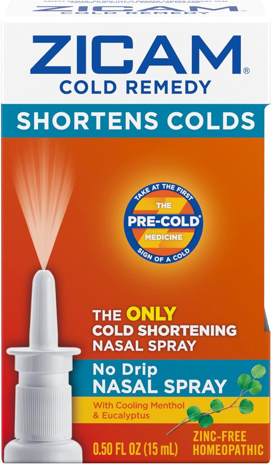 Zicam Cold Remedy No-Drip Nasal Spray with Cooling Menthol & Eucalyptus, 0.5 Ounce : Health & Household