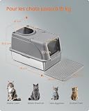 Feandrea Stainless Steel Cat Litter Box with Flip Lid, XL Enclosed Litter Box with Leak-Proof Design, Scoop, Brush, Dual Entry, for Cats up to 15 kg, Dove Grey PPT005G01 - 6
