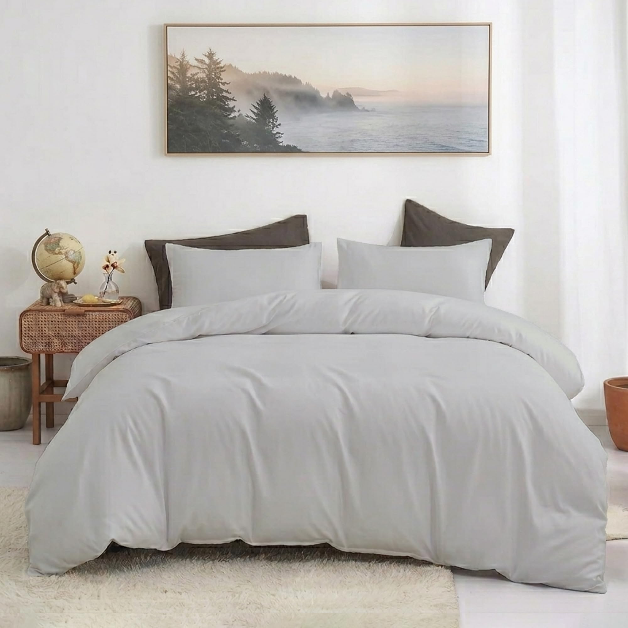 BloomBedding 2 Piece Single Duvet Set 100% Cotton Duvet Cover Single Super Soft And Cozy Duvet Single Cover Set Luxury Bedding Sets With Button Closure โ image 1