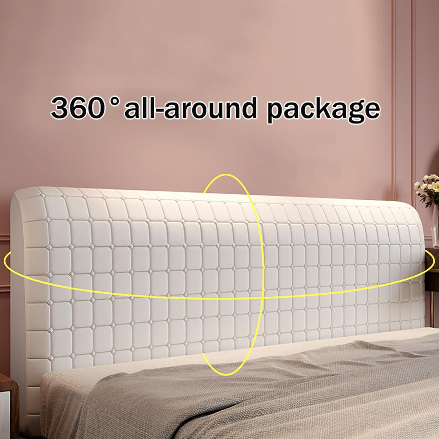 Velvet Bed Headboard Slipcover,Thickened Short Plush,Filled with 380g PP Cotton,Washable Anti Slip Dustproof Protector Cover for Queen Full Cal King(Gray,74.8in)