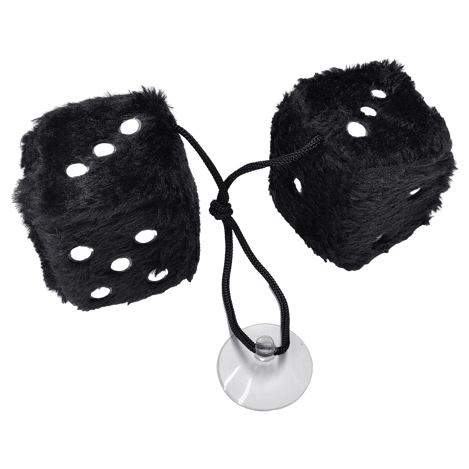 1 para puszystych kostek do gry w kształcie kostki, 6 cm, pluszowa kostka, wisząca kostka, lusterko wsteczne, zawieszka do samochodu, spersonalizowana dekoracja samochodu (czarna)
