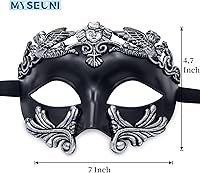 Vista 18 de Máscara de mascarada para hombre, máscara griega romana, máscara veneciana de media cara para baile de máscaras, Mardi Gras, fiesta de Halloween