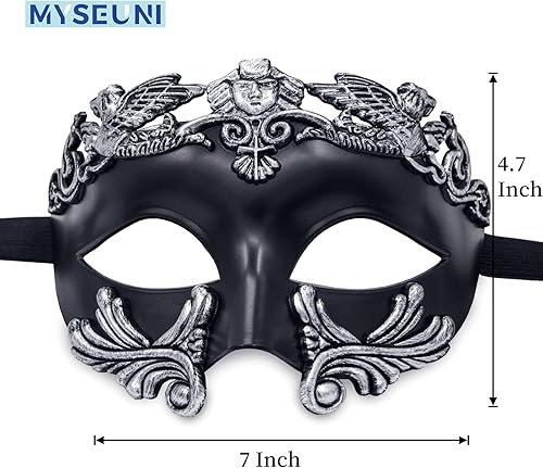 Miniatura 18 de Máscara de mascarada para hombre, máscara griega romana, máscara veneciana de media cara para baile de máscaras, Mardi Gras, fiesta de Halloween
