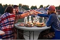 Vista 5 de Plastic Development Group Mesa redonda plegable multiusos de 4 pies con base segura para eventos en interiores y exteriores, color blanco