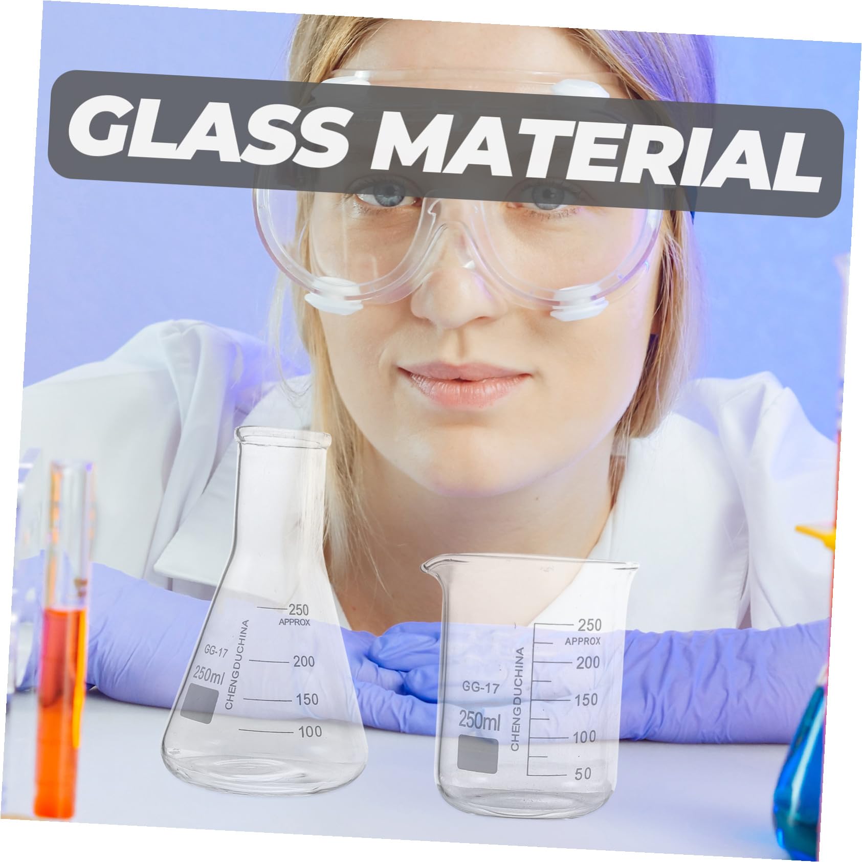 Set da 9 Pezzi di Vetro per Laboratorio Cilindri Graduati e Beuta Conica, Misurazione Accurata e Scala Facile da Leggere, per Progetti Sperimentali Scientifici