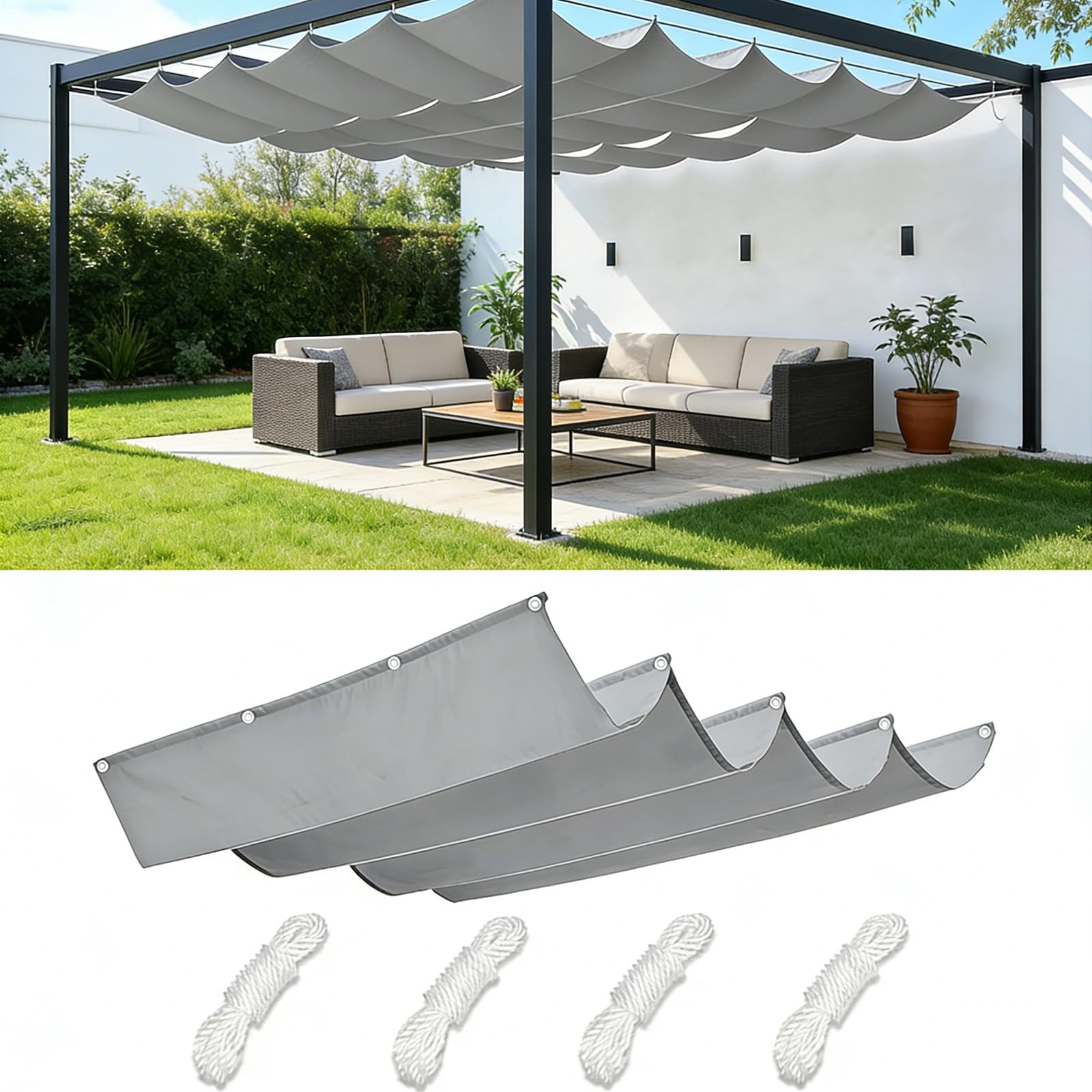 Sonnensegel, ausziehbar, wasserdicht, einziehbar, UV-Block, Vordach für Außenbereich, Terrasse, Garten