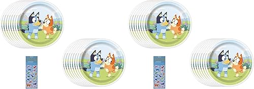 Miniatura 3 de El paquete de suministros para fiesta de cumpleaños Bluey incluye platos de papel para pastel de postre 16 unidades