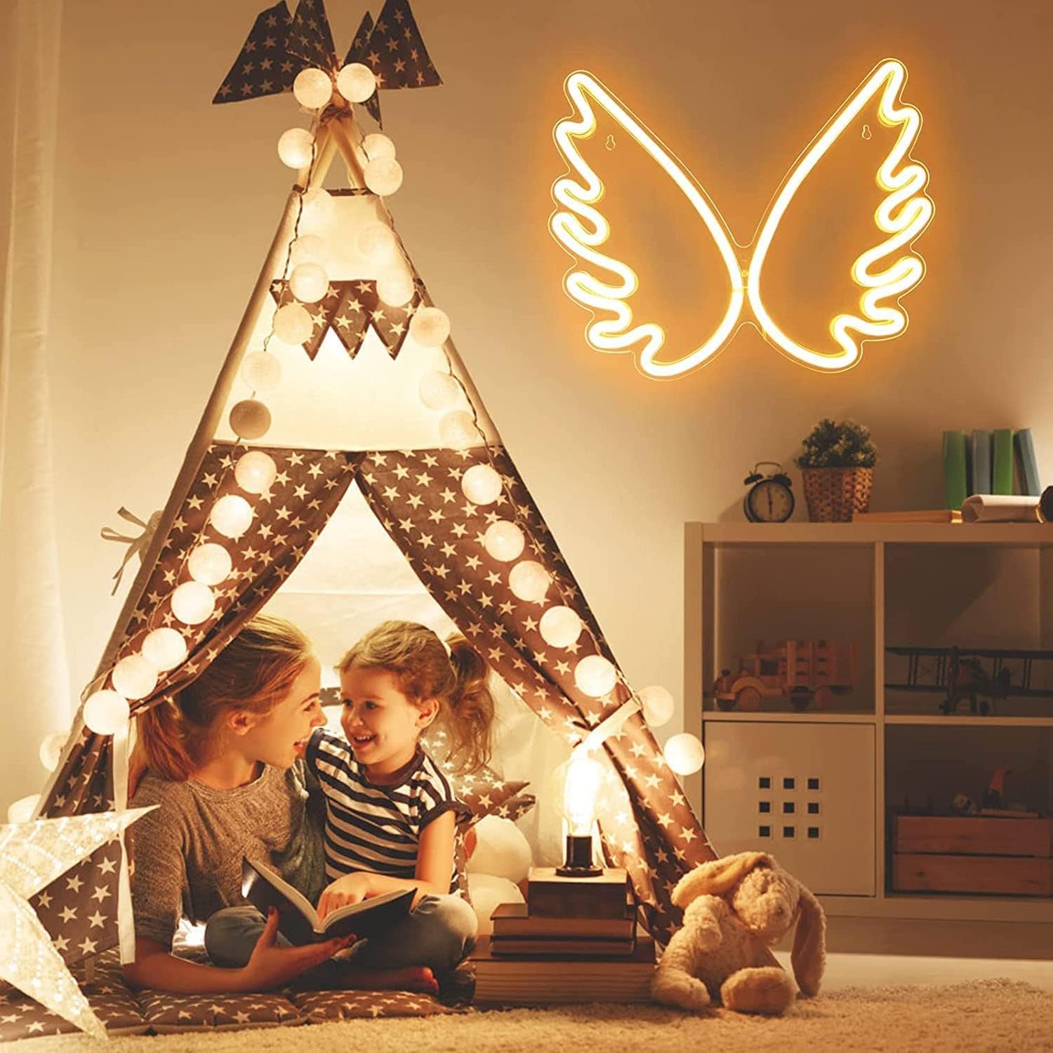 Amazon.co.jp: Angel Wings ネオンサイン 壁装飾 17.7インチ USB