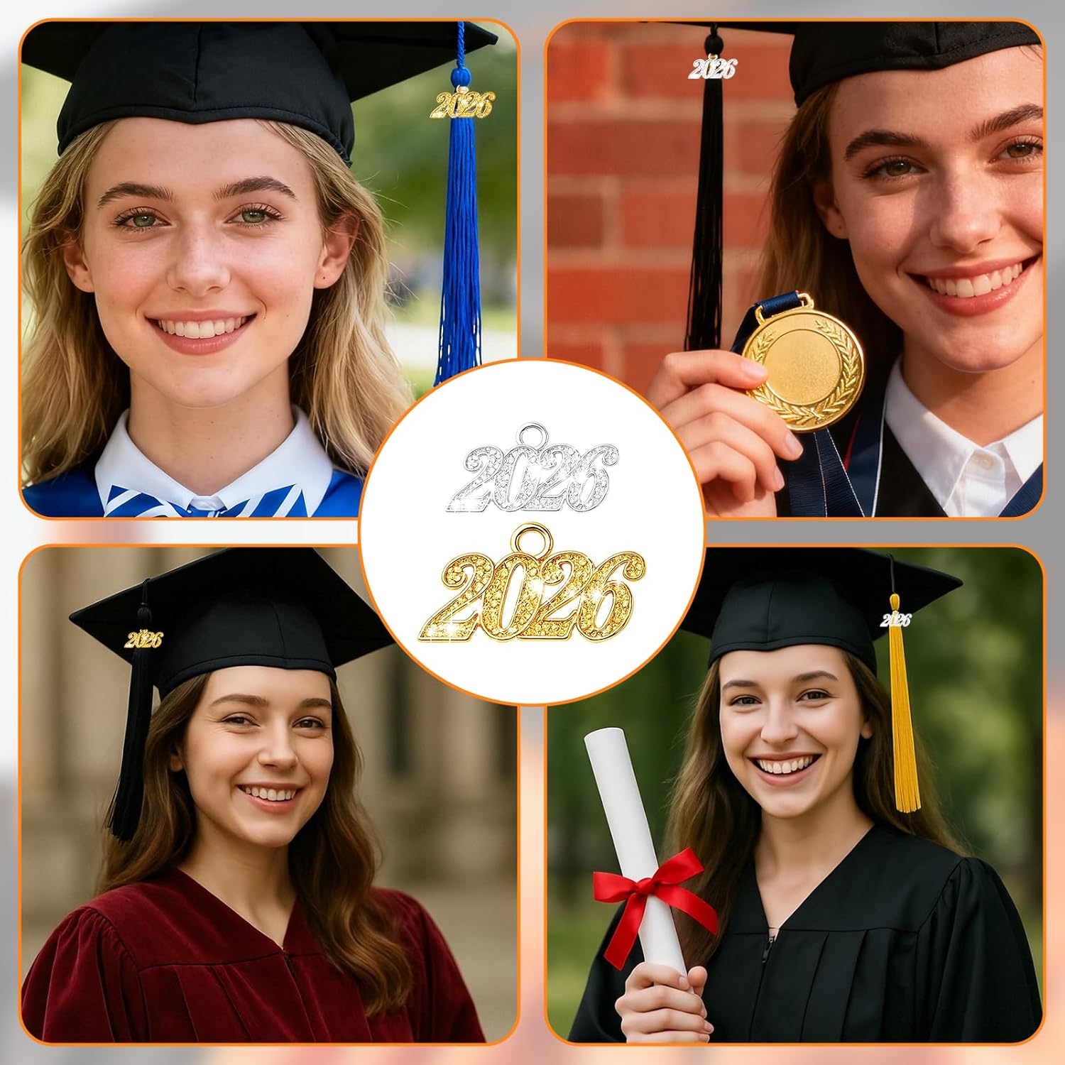 10PCS 2026 graduation charms, 2026 charms for crafts-Metal Year Signet 2026 DIY Pendant Charms, Mini Jewelry Making Signet Charm Accessories for Diy Necklace, Bracelet, Earrings, Keychain - Image 6