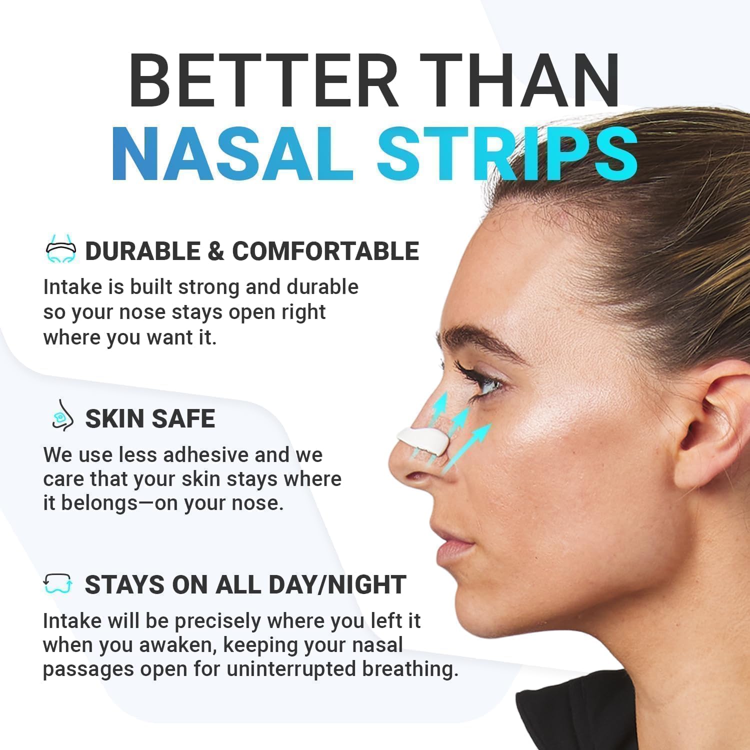 EXIFYLL Magnetic Nasal Strips for Breathing | Anti Snoring Nose Clip | Skin Safe Sleep Nasal Strips | Nasal Dilators For Breathing | Instant Releif From Snoring | Snore Stopper | Anti Snoring Nose Clip | Anti Snoring Devices For Men | 15 Count (1) (BLACK 1) 1