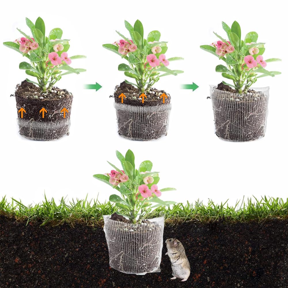 IGTOPS Protezione per radici delle piante, sacchetto in rete metallica, protezione per radici, sacchetto in acciaio inox, per protezione delle radici, protezione dei parassiti, cesti anti-gopher (6 e