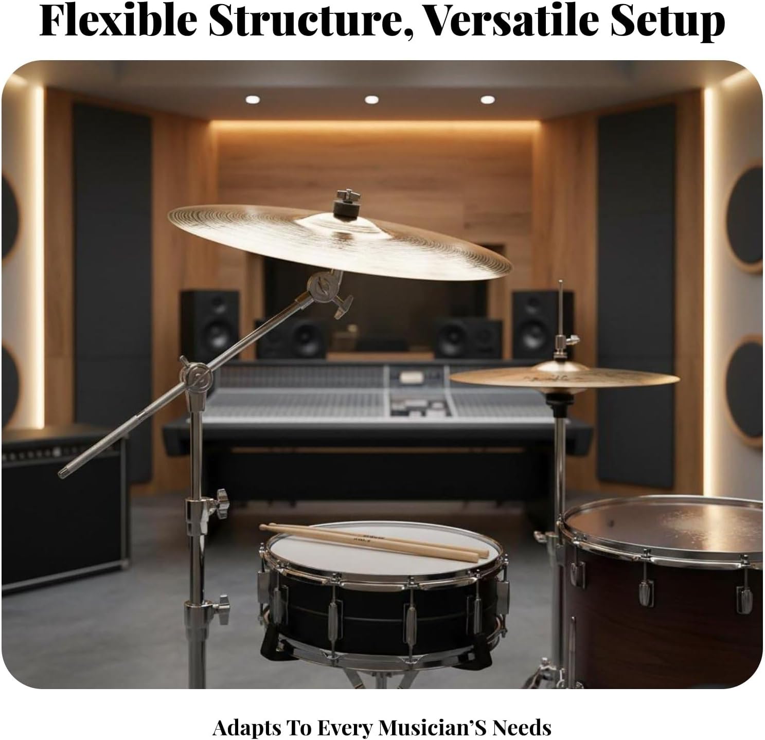 Cymbals Attachment Arm Portable Cymbals Stand Extension Arm Drum Set Mounting Clamp for Drummers,Studio Sound Production , 3-Section Medium