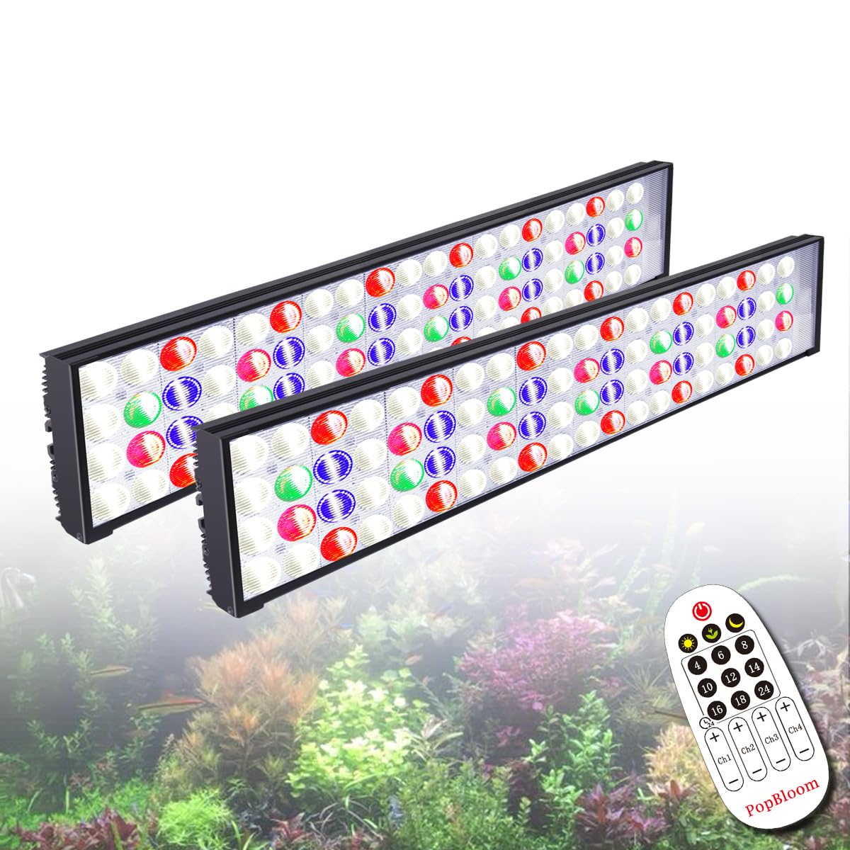 PopBloom LED Aquarium Light, Planted Tank Light, Full Spectrum Fish Tank Light with Timer Smart-APP Control and Bracket for 48inch 120CM Freshwater Aquarium