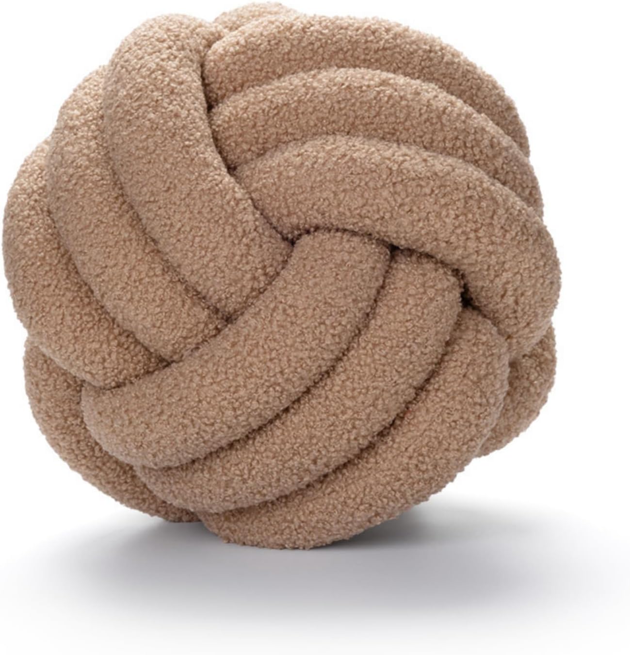 Fay Bless Modern Home Decor Knot Ball Pillow - Handmade Soft Round Cushion for Bedroom, Bed, and Living Room (Khaki,28CM)