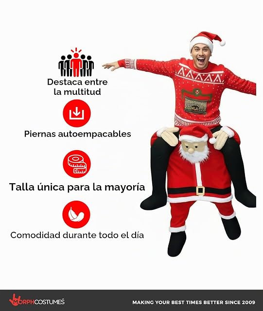 Foto 2 de 5 de Morph Disfraz Papa Noel Adulto,Disfraz a Hombros, Traje Papa Noel, Disfraz Navidad