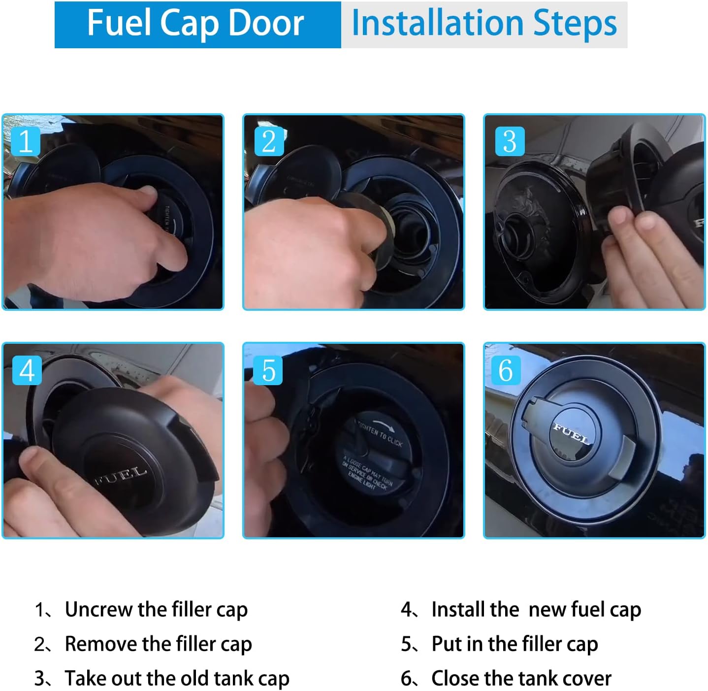 68250120AA Gas Cap Cover - Carbon Fibre Fuel Fill Gas Tank Cap Door Accessories Compatible With Dodge Challenger 2008-2023