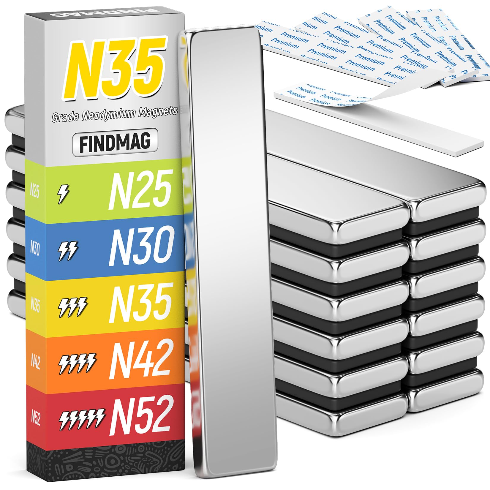 FINDMAG 12 Pack Bar Magnets, Rare Earth Magnets, Silver, 2.36x0.39x0.12in — Amazon image 16