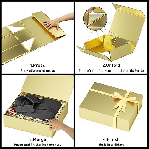 Miniatura 23 de Cajas de regalo con tapas, 11.5 x 7.8 x 3 pulgadas, caja de regalo negra para regalos, cierre magnético para camisetas, guantes, bufandas, libros
