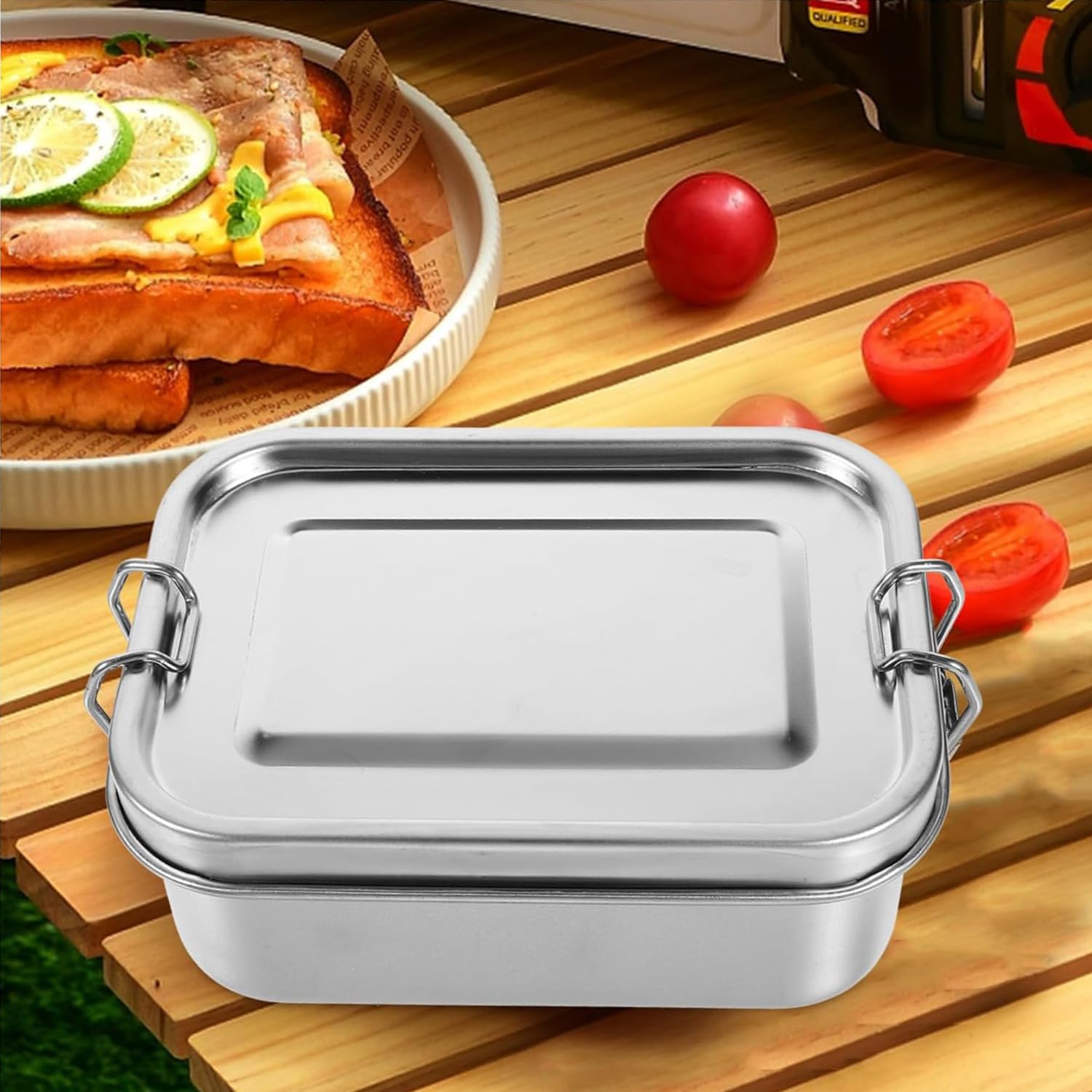 800 ml Pranzo In Acciaio Inox, Porta Pranzo in Metallo, Lunch Box in Acciaio Inox, con Guarnizione in Silicone, A Prova Di Perdite, Adatto per Scuola, Campeggio, Lavoro (Non Qualificato)