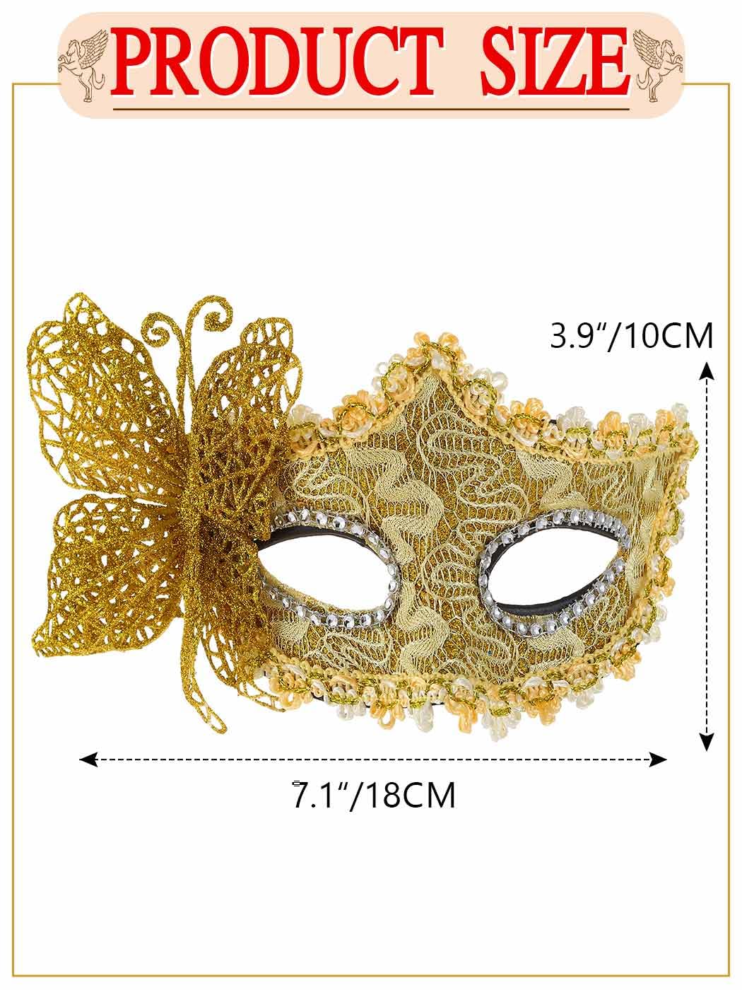 Jovono Butterfly Masquerade Masks Lace Venetian Masks Halloween Cosplay Costume Mask for women (Gold) - Image 3
