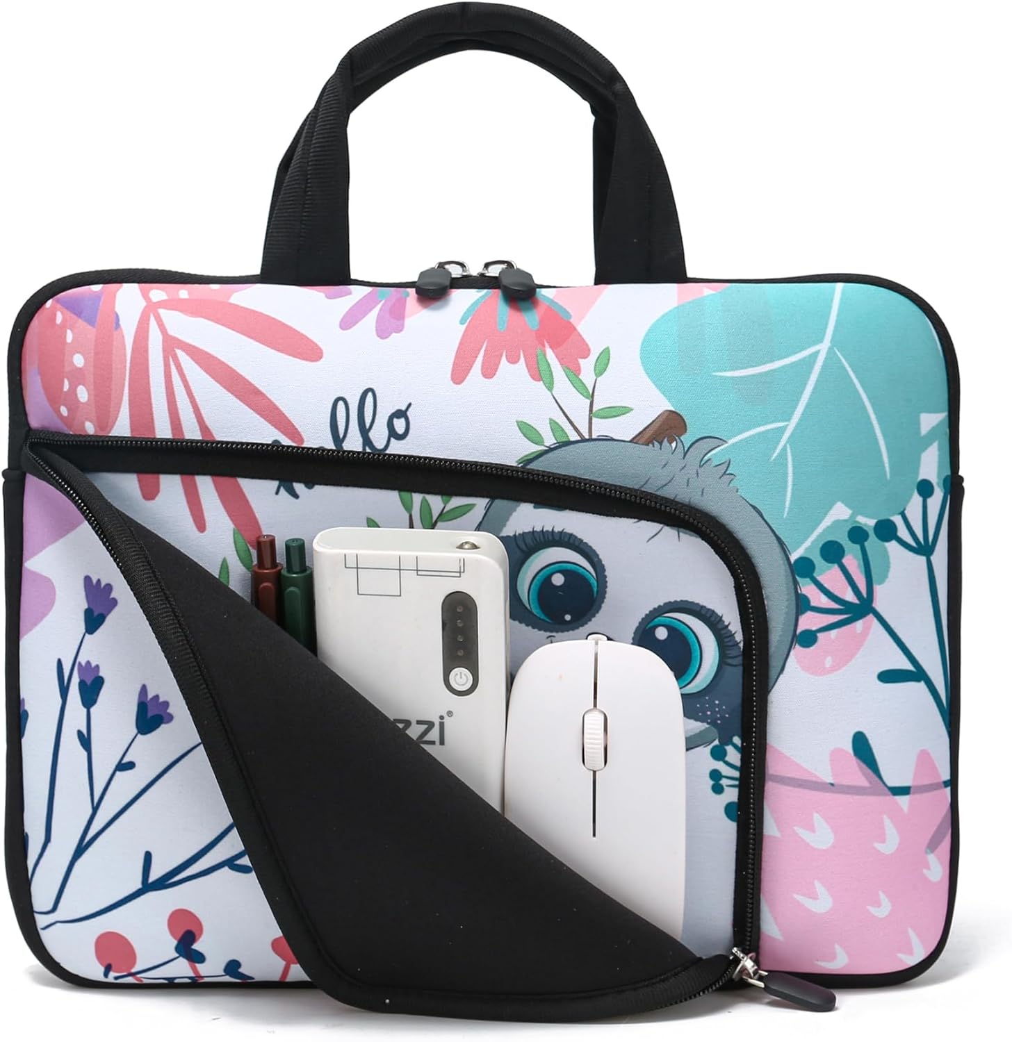 11.6 12 12.5 inch Two Pockets Laptop Sleeve Chromebook Case Ultrabook Case Notebook Tablet Case Neoprene Handle for Men Women Cute Sloth image 2 of 5 B0CT2R3G6R