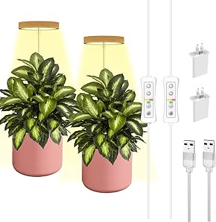 Sponsored Ad - Plant Grow Light,ODMJ Bamboo Mini LED Grow Light Garden,Height Adjustable,10 Dimmable Levels Growing Lamps,...