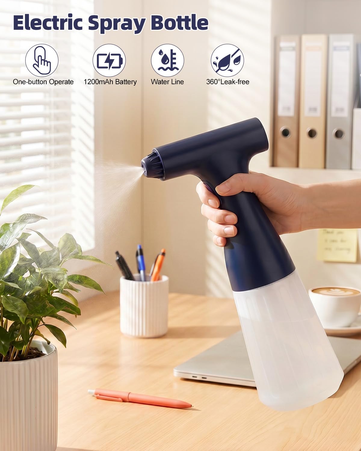 Wedama Flacone spray elettrico, 500 ml, vuoto, automatico, spray continuo, ricaricabile, con ugello regolabile, per pulizia, piante, capelli, cura della pelle, animali domestici (confezione da 2)