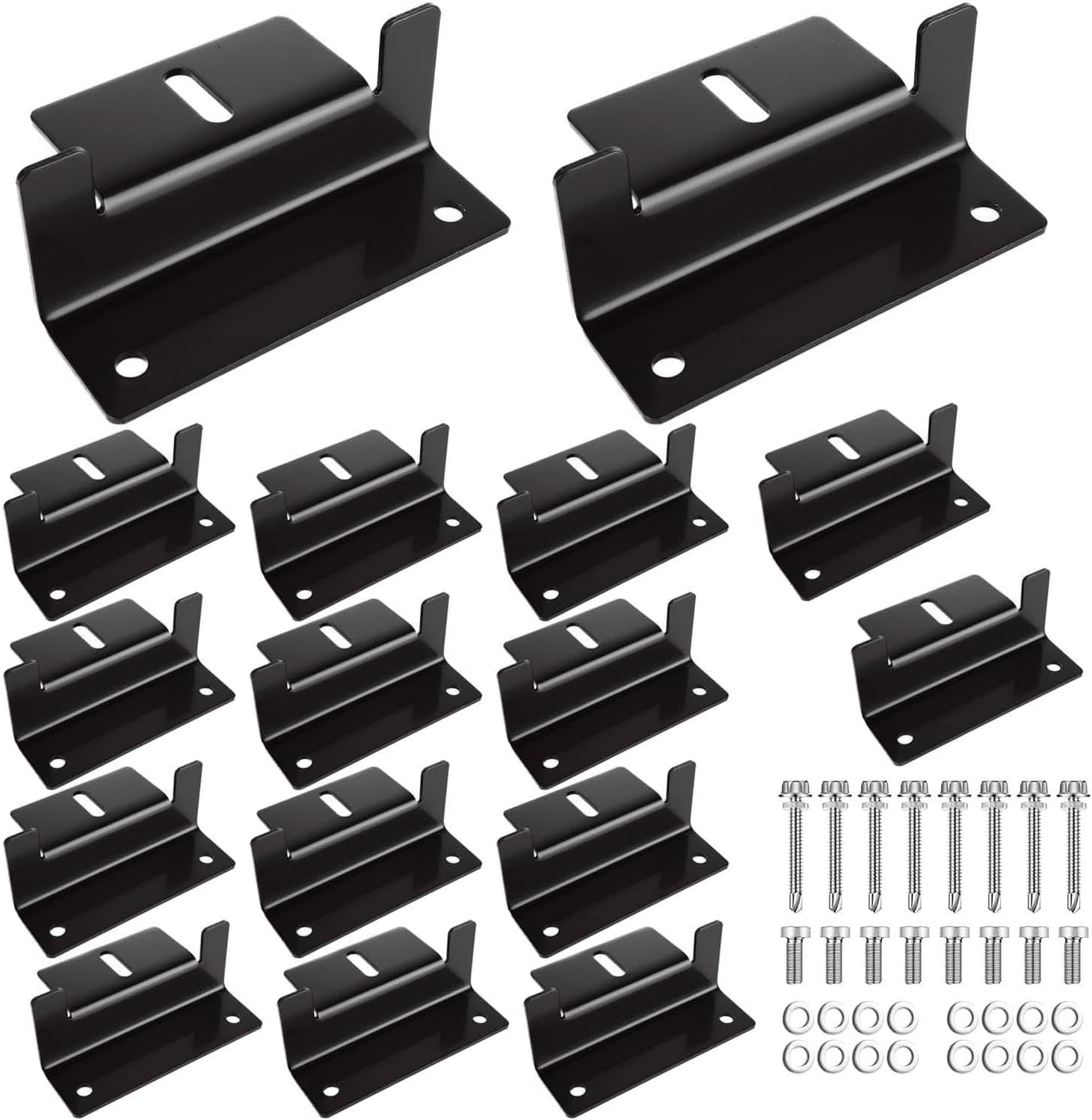 YOUNTHYE 16PCS Solar Panel Mounting Brackets Black Solar Panel z Brackets Lightweight Aluminum Corrosion-Free for RVs, Trailers, Vans, Campers, Boats, Walls, Roof Solars Panels Mounting Z Bracket