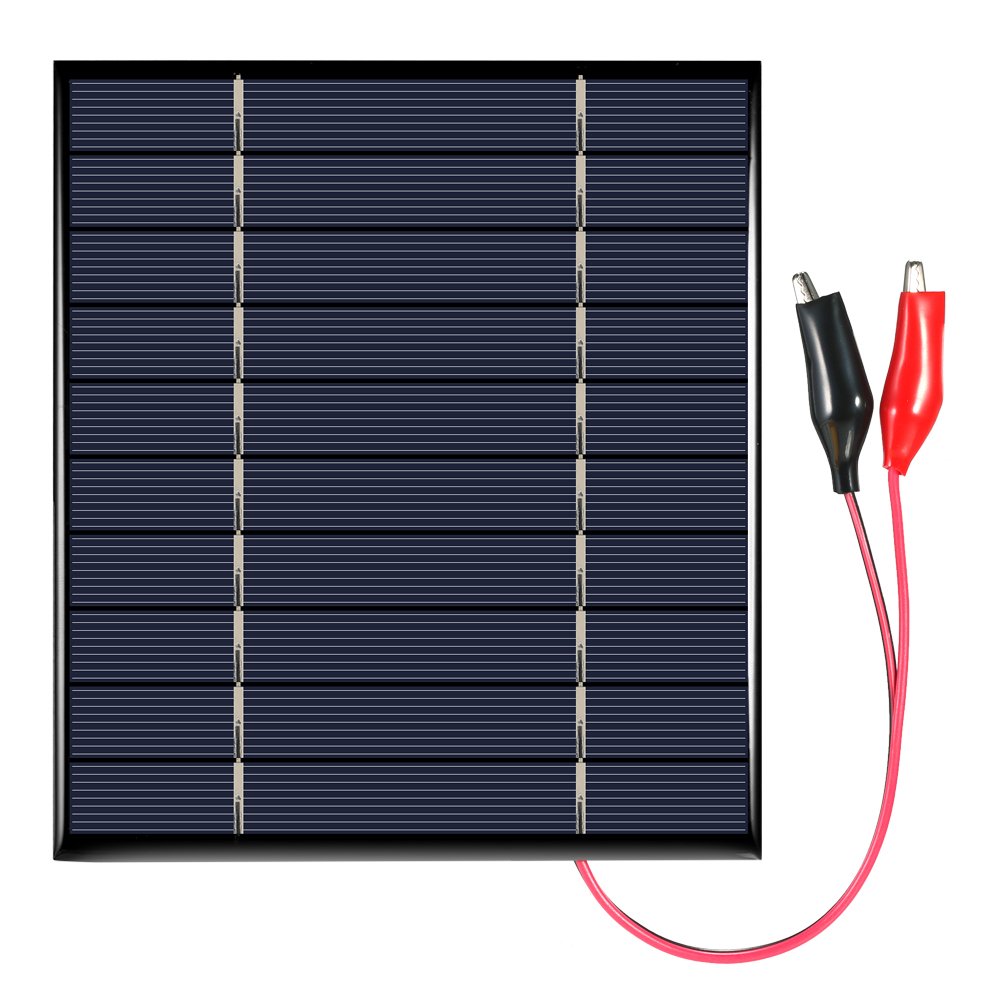 Decdeal Panel słoneczny, moduł solarny, ogniwo fotowoltaiczne z zaciskami krokodylkowymi 2,5 W, 5 V