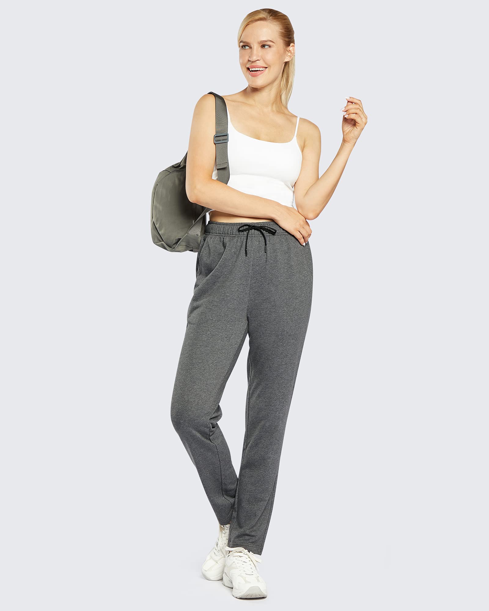 OUGES Pantalon de Jogging en Coton pour Femme Pantalon de Sport Ouvert