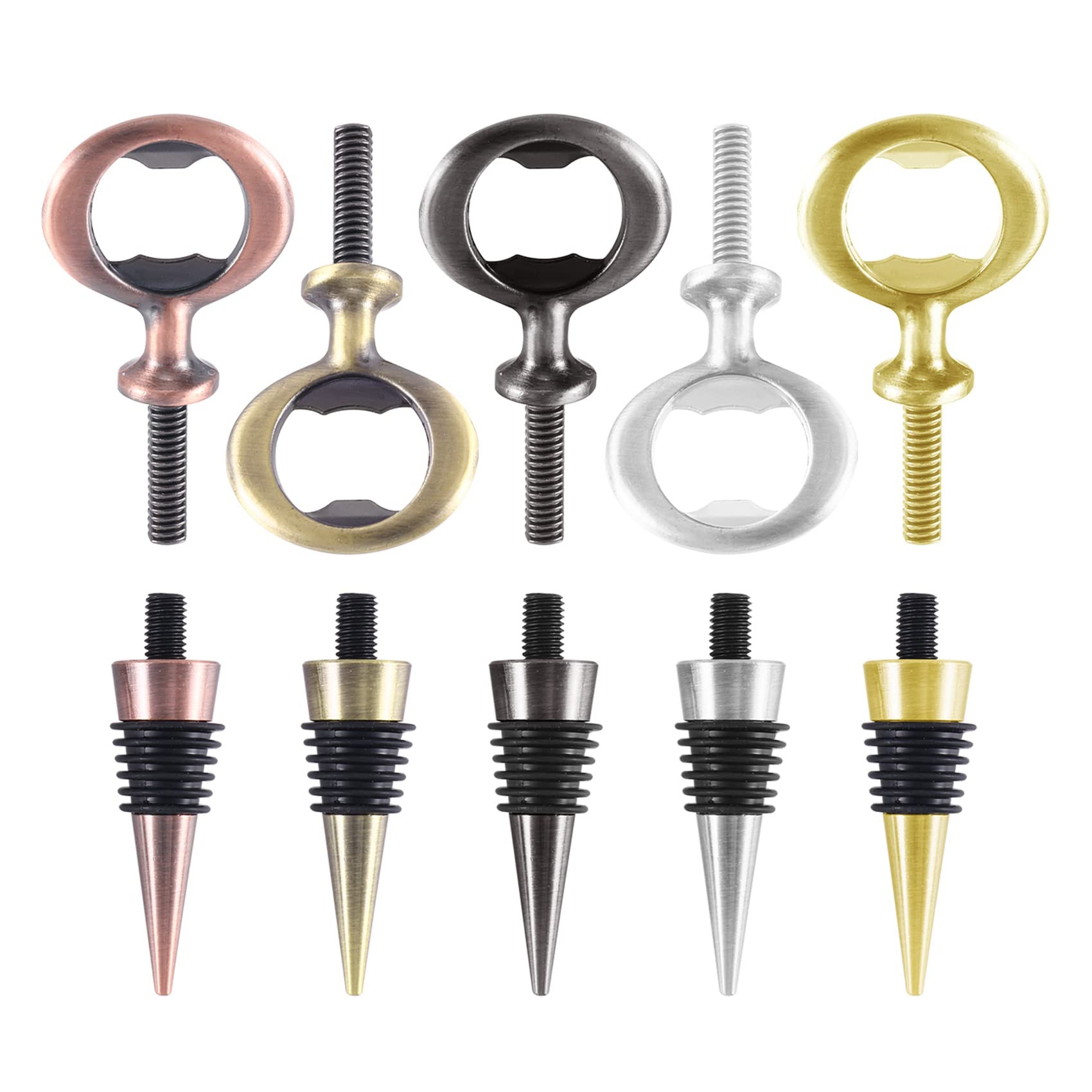 YEHEI Pack of 10 Metal Bottle Openers and White Wine Stoppers Stainless Steel Flat Bottle Opener Inserts Set Beer Opener Material